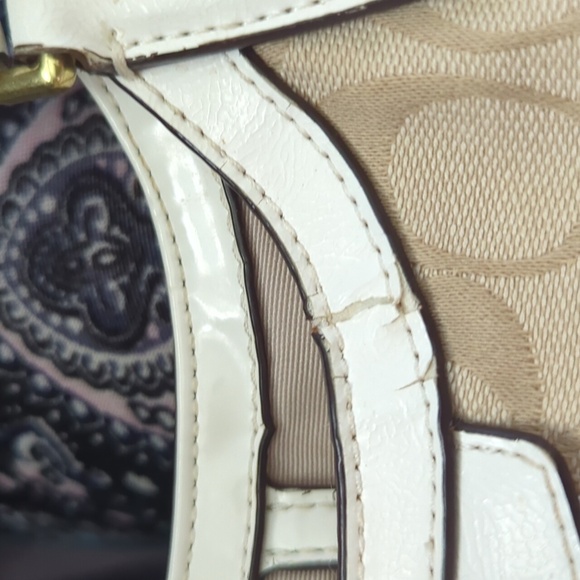 Authentic Coach Signature Devin Shoulder Bag Purse Light Khaki/Ivory - Picture 8 of 10